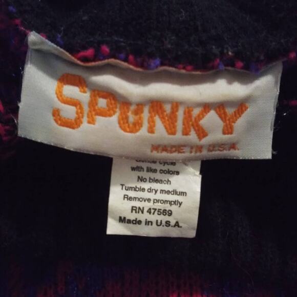 Vintage Spunky Black Purple & Pink Metallic Floral Grandma Knit Sweater Medium - Picture 3 of 6